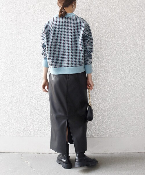 SHIPS anyモールヤーン クルーネック 千鳥柄 カーディガン 手洗い可 SHIPS｜《一部追加予約》SHIPS any:<手洗い可能>モールヤーン クルー