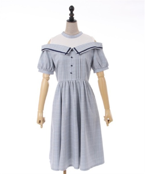 「axes femme POETIQUE」 半袖ワンピース MEDIUM グレー レディース_画像7