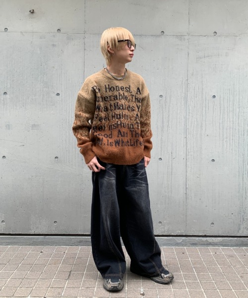 lilful セーター ニット 「25年秋冬新作」モヘアタッチ レタリング