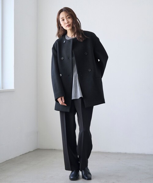 RONEL コート アウター 「RONEL」ノーカラーウールコート レディース