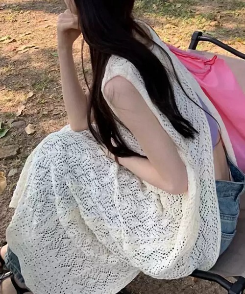 「CELENA BEATS」 ノースリーブニット FREE ホワイト レディース_画像2