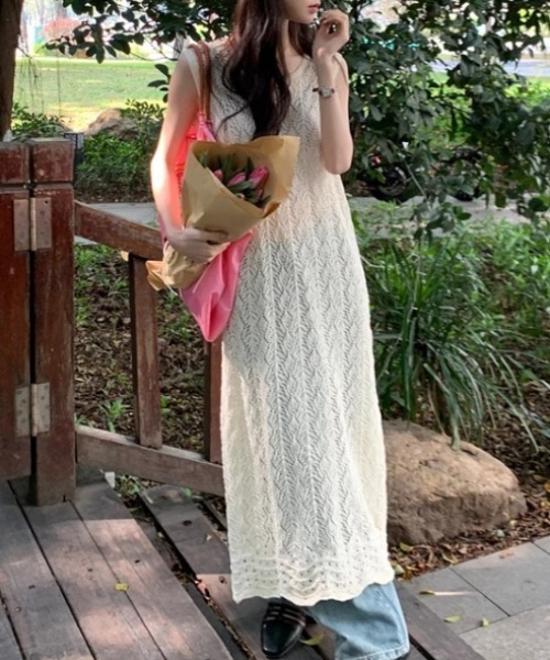 「CELENA BEATS」 ノースリーブニット FREE ホワイト レディース_画像4