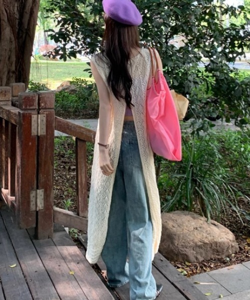 「CELENA BEATS」 ノースリーブニット FREE ホワイト レディース_画像5