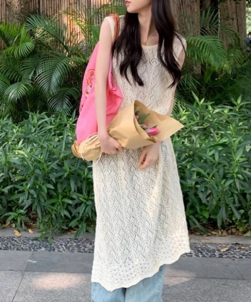 「CELENA BEATS」 ノースリーブニット FREE ホワイト レディース_画像8