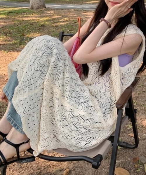 「CELENA BEATS」 ノースリーブニット FREE ホワイト レディース_画像9