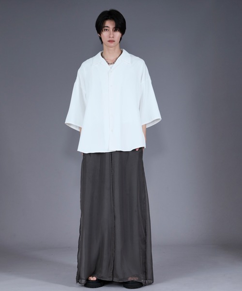 「Ellno Loset」 半袖シャツ LARGE オフホワイト メンズ_画像2