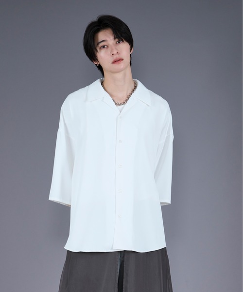 「Ellno Loset」 半袖シャツ LARGE オフホワイト メンズ_画像4