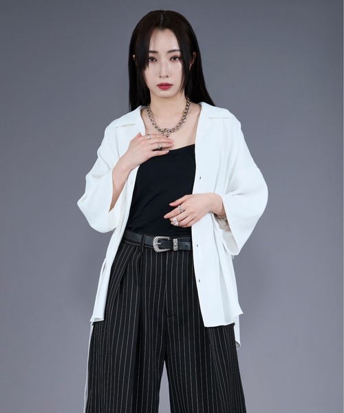 「Ellno Loset」 半袖シャツ LARGE オフホワイト メンズ_画像8