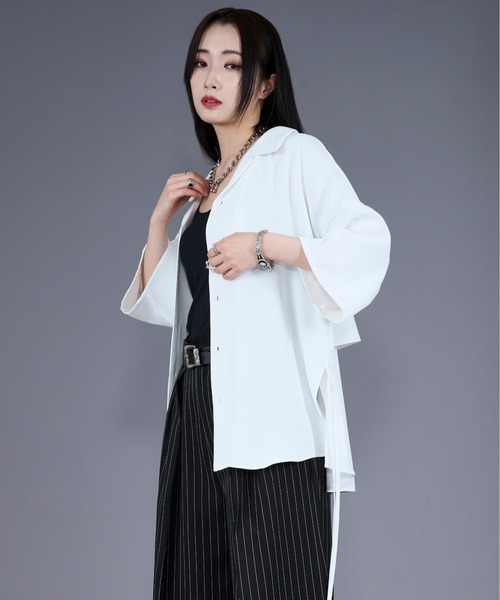 「Ellno Loset」 半袖シャツ LARGE オフホワイト メンズ_画像9
