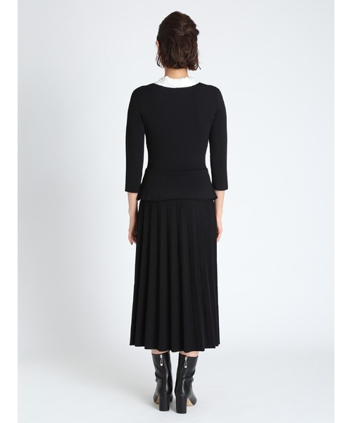 極美品CELFORD セルフォード ペプラム ワンピース ネイビー 36 CELFORD（セルフォード） ニットワンピース 36 ネイビー レディース