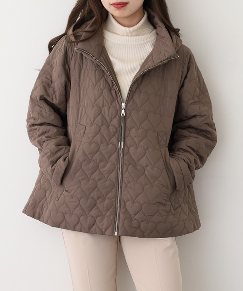 ダウンコート ダウンジャケット BRODIAEA ハートキルト中綿フード付き