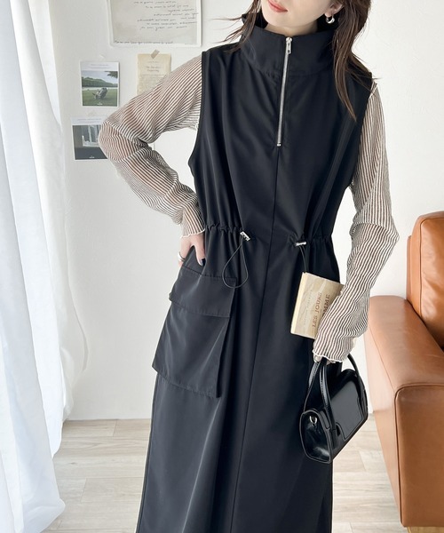 「Java」 ノースリーブワンピース LARGE ブラック レディースの画像9