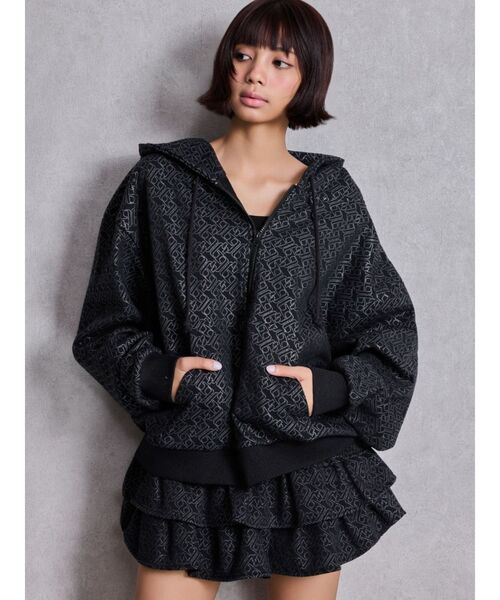 GYDA（ジェイダ） パーカー GG chain glitter print BIGパーカー