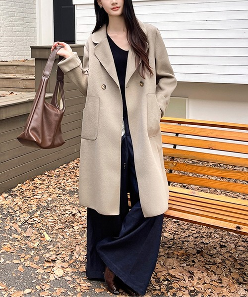 コート チェスターコート ウエストマークダブルボタンチェスターコート