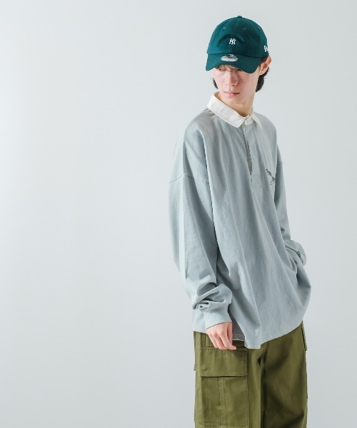 「improves」 長袖ポロシャツ MEDIUM ブルーグレー メンズ_画像7