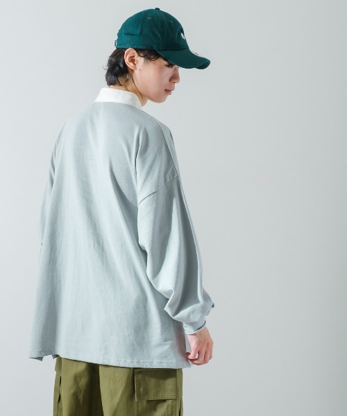 「improves」 長袖ポロシャツ MEDIUM ブルーグレー メンズ_画像8