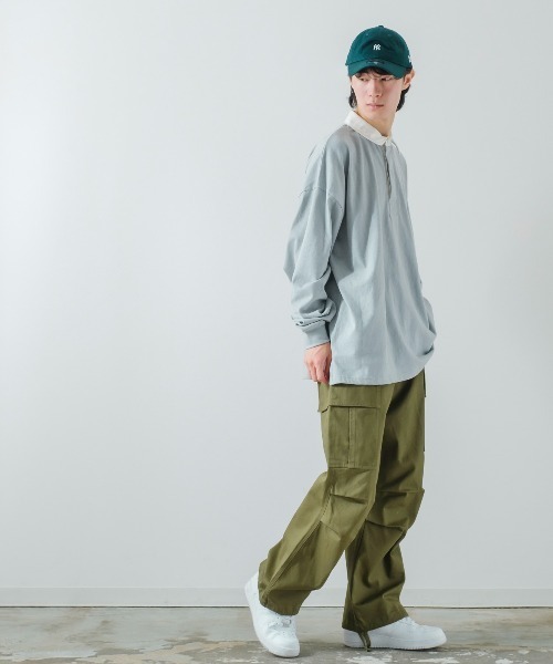 「improves」 長袖ポロシャツ MEDIUM ブルーグレー メンズ_画像9