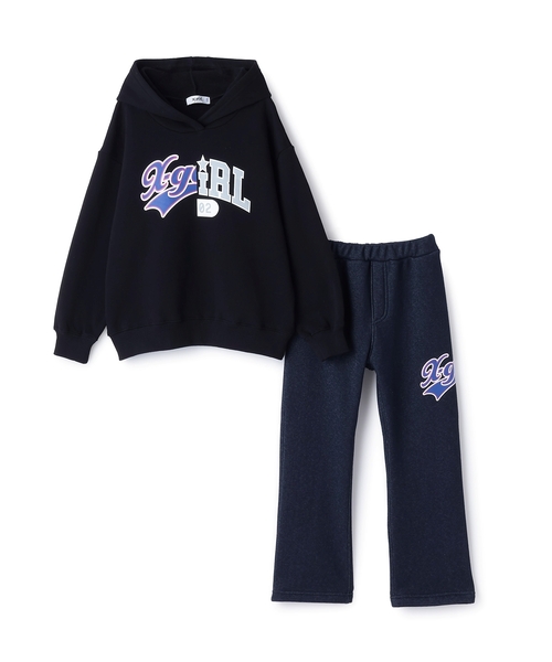 YASBロゴパーカーとWANDARAパンツセット X-girl Stages（エックスガールステージス） セットアップ ロゴ裏起毛