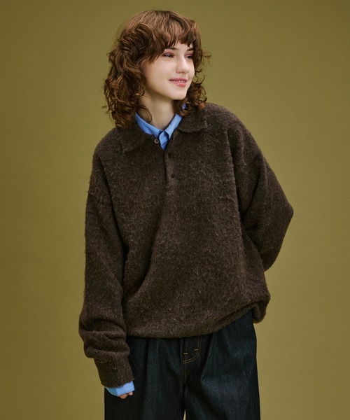 WETTEMPT セーター ニット BRUSHED SHAGGY KNIT POLO / ブラッシュド