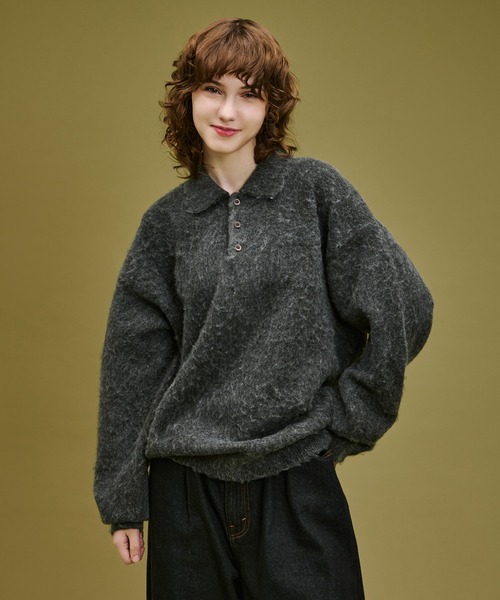 WETTEMPT セーター ニット BRUSHED SHAGGY KNIT POLO / ブラッシュド