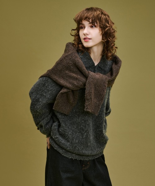 WETTEMPT セーター ニット BRUSHED SHAGGY KNIT POLO / ブラッシュド