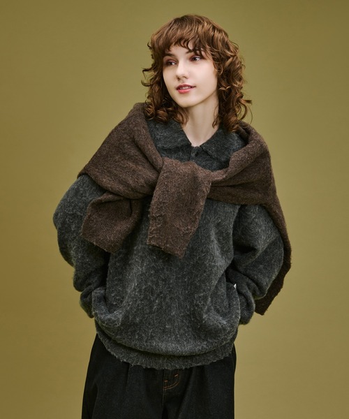 WETTEMPT セーター ニット BRUSHED SHAGGY KNIT POLO / ブラッシュド