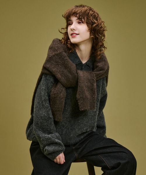 WETTEMPT セーター ニット BRUSHED SHAGGY KNIT POLO / ブラッシュド