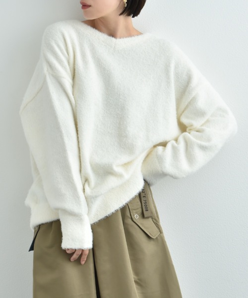 「INTERPLANET」 長袖ニット FREE オフホワイト レディース_画像2