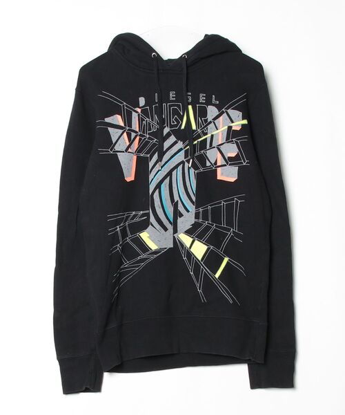 DIESEL フェード加工 プルオーバーパーカー S DIESEL（ディーゼル） プルオーバーパーカー S ブラック メンズ