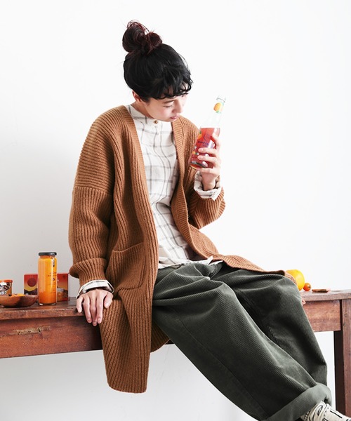 「soulberry」 ニットカーディガン M オレンジ レディース_画像2