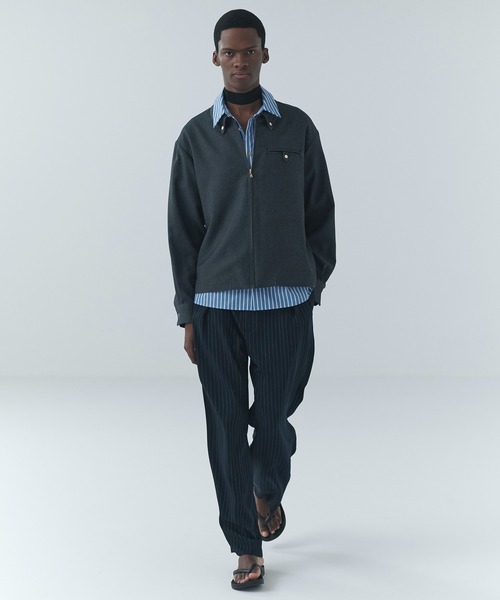 CULLNI（クルニ） シャツ Faux Denim Button-Tab Pocket Zip Up Shirt