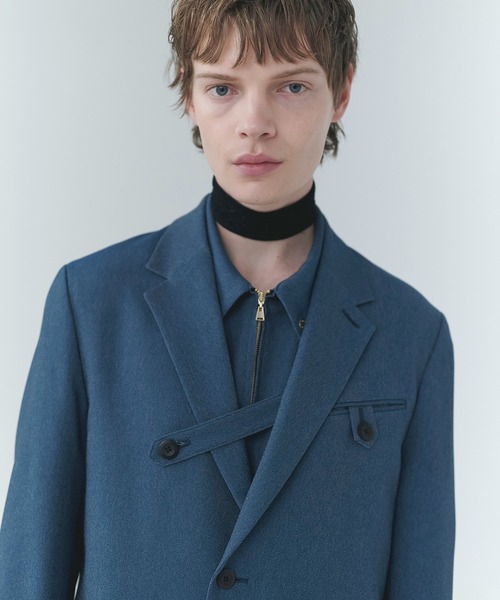 シャツ Faux Denim Button-Tab Pocket Zip Up Shirt メンズ レディースの画像