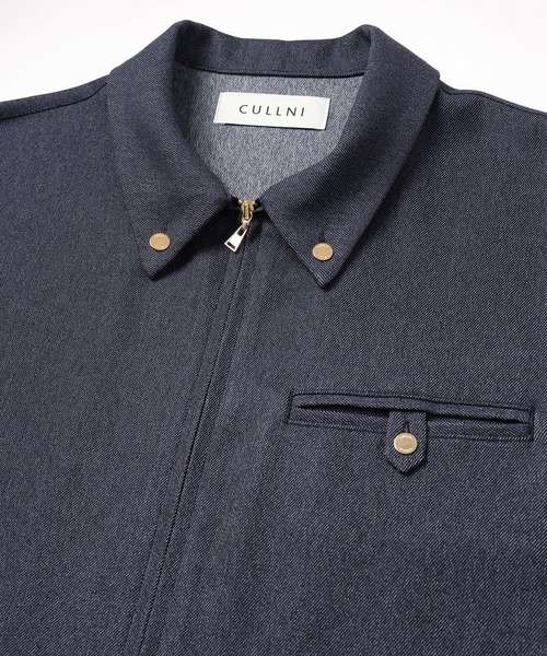 シャツ Faux Denim Button-Tab Pocket Zip Up Shirt メンズ レディースの画像