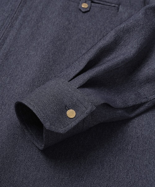 シャツ Faux Denim Button-Tab Pocket Zip Up Shirt メンズ レディースの画像