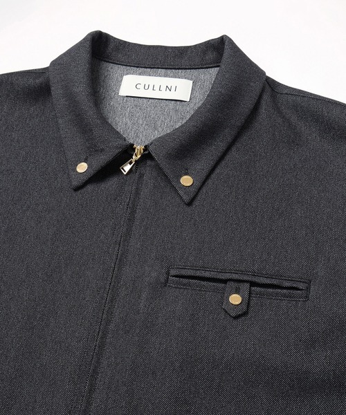 シャツ Faux Denim Button-Tab Pocket Zip Up Shirt メンズ レディースの画像