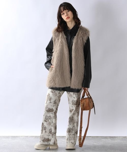 「JEANASIS」 長袖シャツ FREE ブラウン レディース_画像4