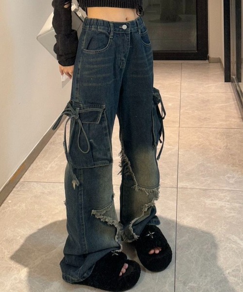 「WESTSEA」 カーゴパンツ M ブルー レディース_画像7