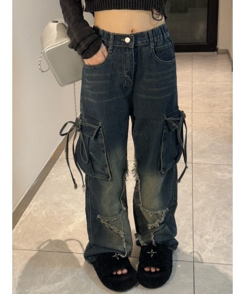 「WESTSEA」 カーゴパンツ M ブルー レディース_画像8