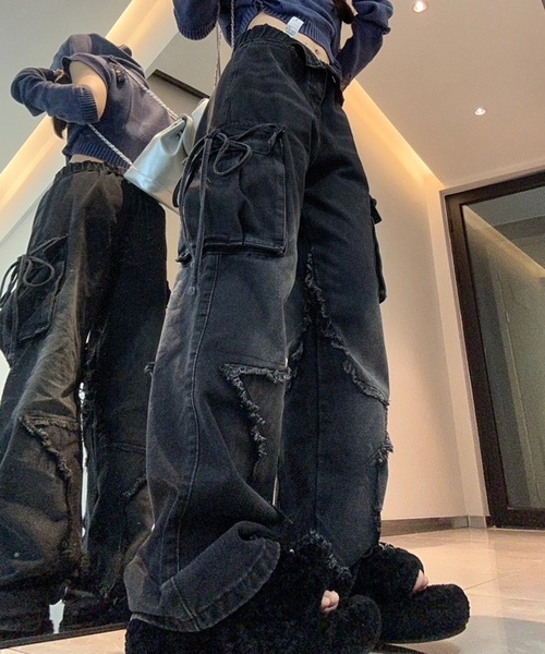 「WESTSEA」 カーゴパンツ M ブルー レディース_画像9