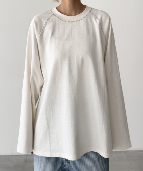 CANAL JEAN キャナルジーン ラグランロングtシャツ 白 茶 canaljean elmar バイカラーラグランロングtシャツ - メルカリ