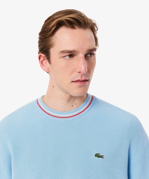 「LACOSTE」 長袖ニット 2 ライトブルー メンズの画像
