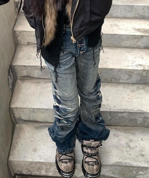 「FreeZone」 デニムパンツ M ブラック メンズ_画像6