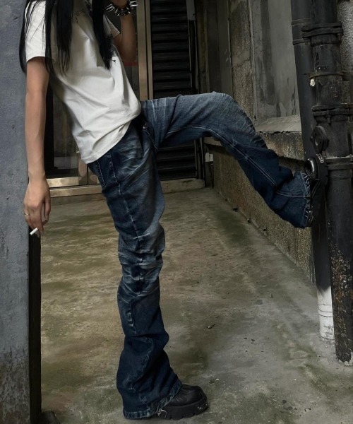 「FreeZone」 デニムパンツ M ブラック メンズ_画像7