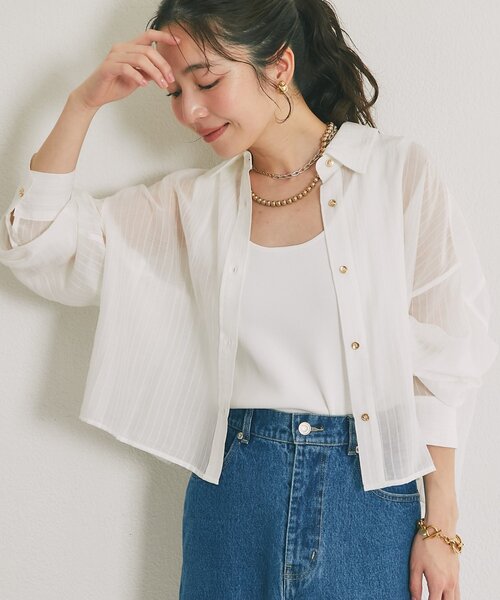 La boutique Bon Bonシアークロップドシャツ 【公式通販】