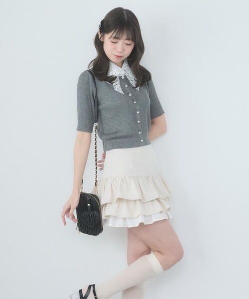 MAJESTIC LEGON（マジェスティックレゴン） スカート 異素材ティアード