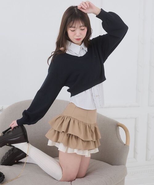 MAJESTIC LEGON（マジェスティックレゴン） スカート 異素材ティアード