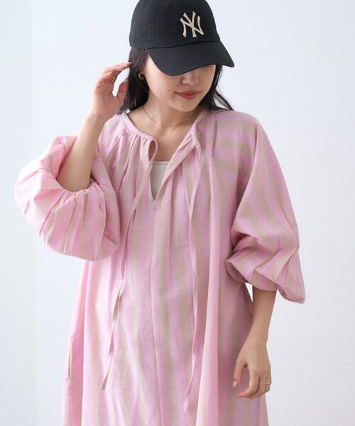 ★ほぼ新品○Indiaインド『Fabindia』ワンピース、ピンク 五分丈 CIAOPANIC TYPY（チャオパニックティピー） ワンピース 「india/3