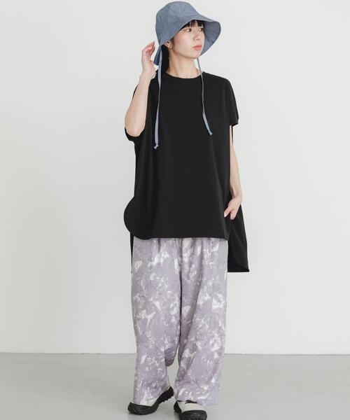EKAL（エカル） ワイドパンツ パンツ プリントイージートラウザー