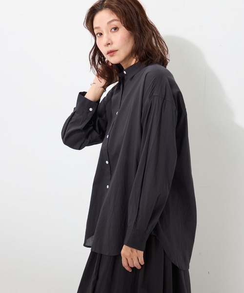 アジャスタブルコスチューム レーヨンギャバシャツ ブラック 開襟 ツーフラップ GALLORIA（ギャローリア） ブラウス シャツ 「セットアップで着られる