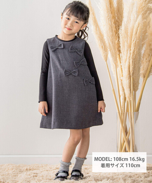 「BeBe Petits Pois Vert」 「KIDS」ノースリーブワンピース 140cm ブラック系その他 キッズ_画像5
